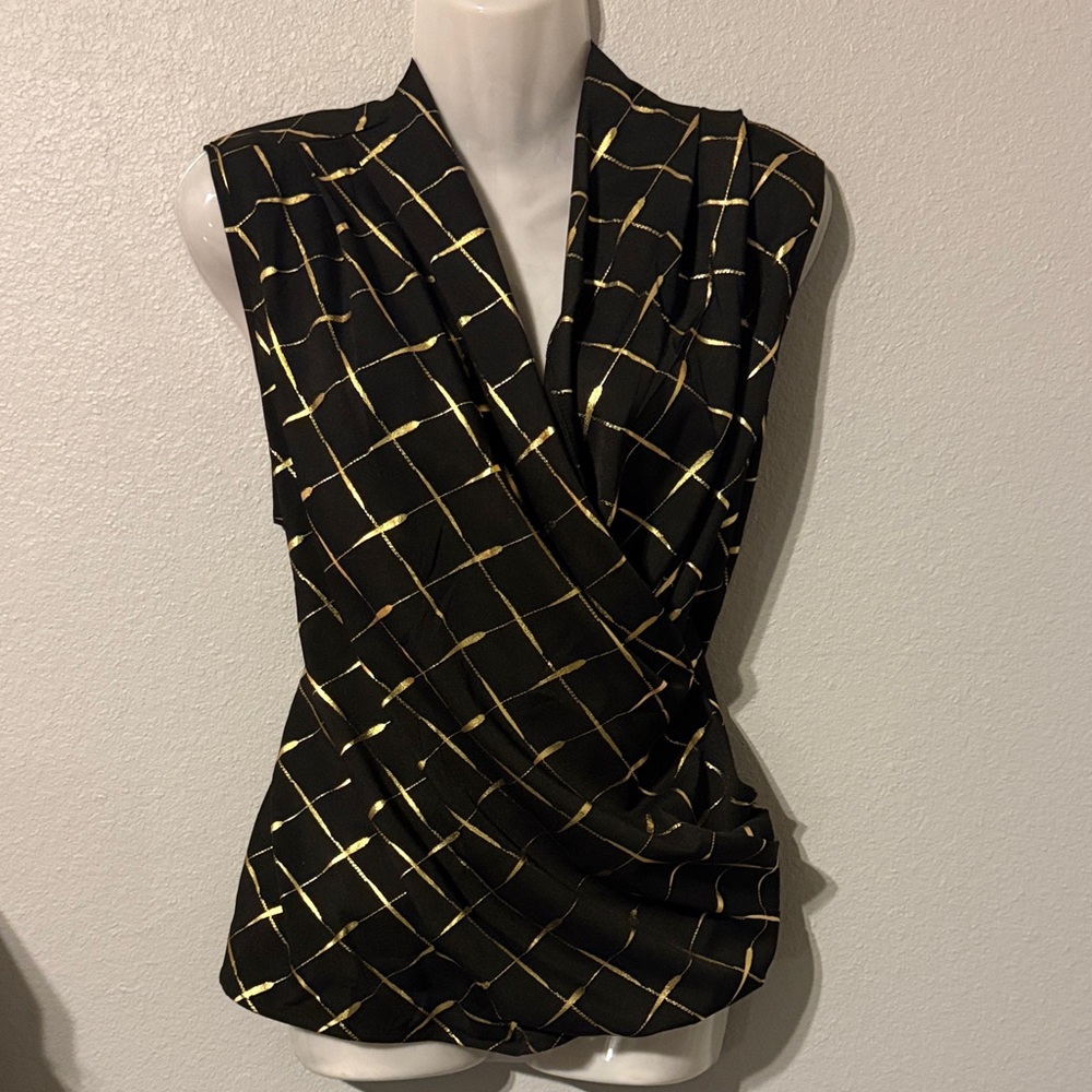 Elegant Black and Gold Women's Top NWT